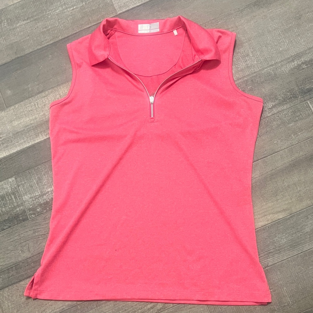 Callaway Sleeveless Pink Zip Polo Tank